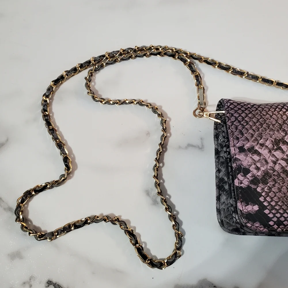 Bebe Purple Snakeskin Crossbody Bag